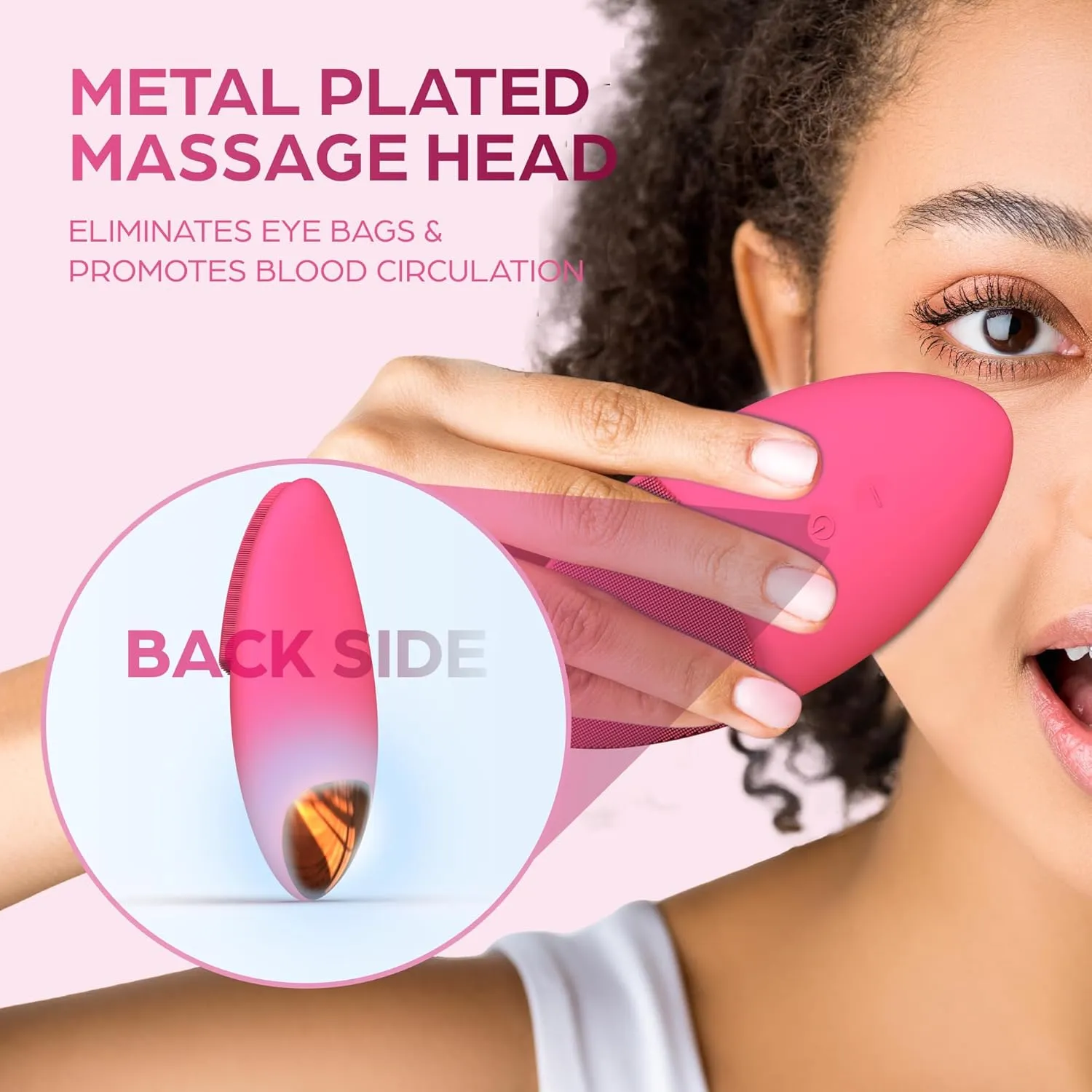 Bella Ciao 12-Speed Gentle Facial-Cleansing Brush, Rechargeable Silicone Face Scrubber, Deep-Cleaning and Exfoliating Face-Wash Brush, Water-Resistant Design, Pink