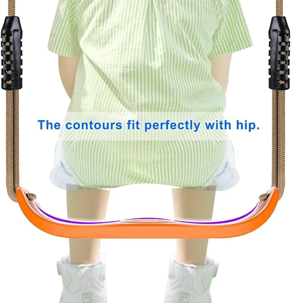BeneLabel Non-Slip Swing Seat with Adjustable Rope and Carabiners - Heavy Duty Playground Swing Set Accessories for Kids and Adults - 220LB Capacity - Orange