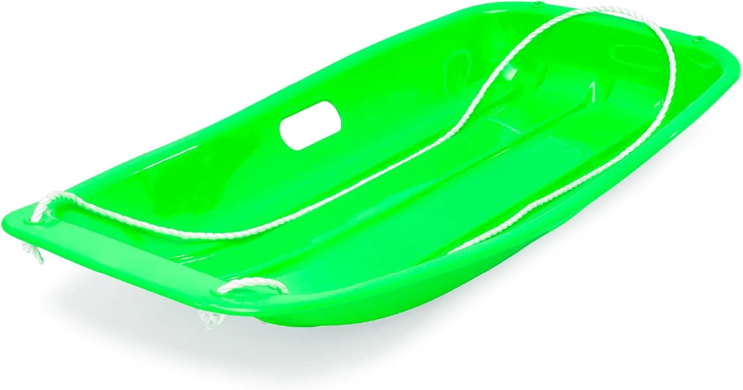 Best Choice Products 35in Kids Plastic Toboggan Snow Sled w/Pull Rope, 2 Handles