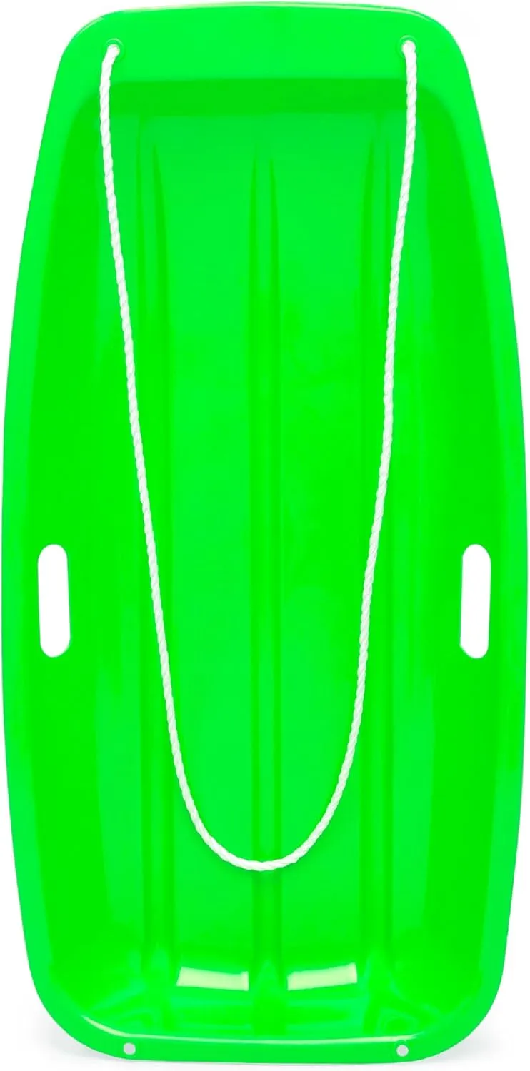 Best Choice Products 35in Kids Plastic Toboggan Snow Sled w/Pull Rope, 2 Handles