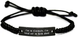 Best Coach Black Rope Bracelet, I'm a Coach. I'm, Gifts For Colleagues, Present From Team Leader, Engraved Bracelet For Coach, Coach birthday gift ideas, Coach gifts for her, Coach gift baskets,