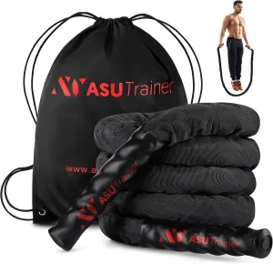 Best Weighted Jump Rope for Men and Women – Indoor & Outdoor Exercise Rope with Nylon Sleeve & Heat-Shrink Handles – Heavy Jump Rope for Fitness, Workout, Boxing, Strength, & Speed