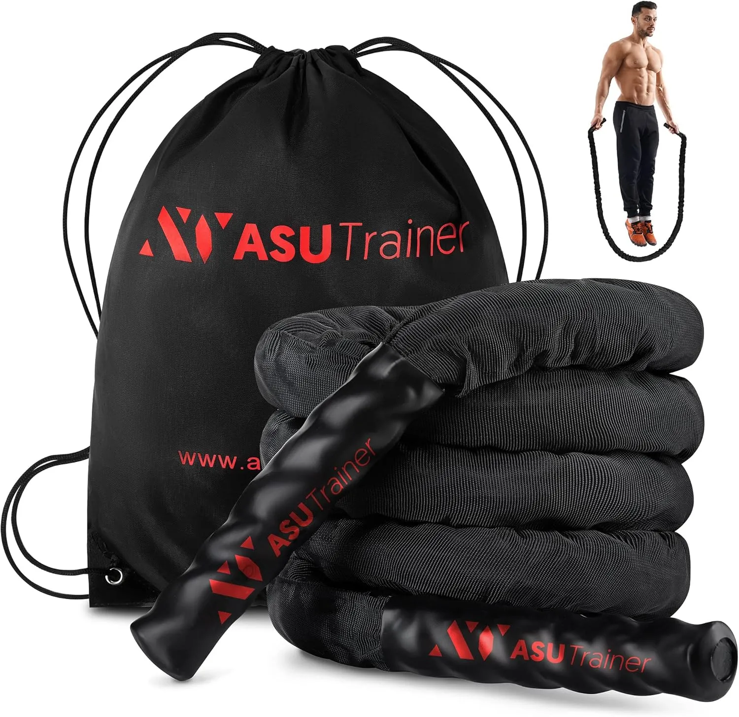 Best Weighted Jump Rope for Men and Women – Indoor & Outdoor Exercise Rope with Nylon Sleeve & Heat-Shrink Handles – Heavy Jump Rope for Fitness, Workout, Boxing, Strength, & Speed