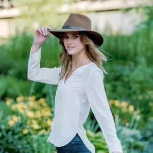 Bigalli Australian Hat for Women/Men 100% Wool Felt Outback Hat Crushable Waterproof Teardrop - Cowboy Cowgirl Hat