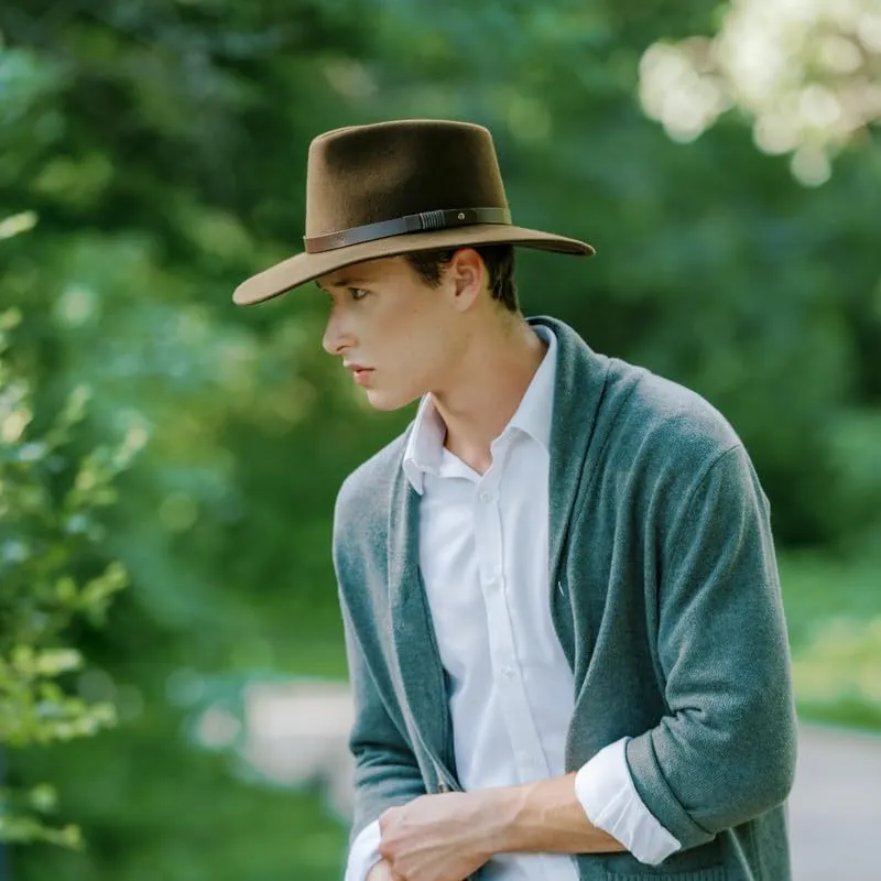 Bigalli Australian Hat for Women/Men 100% Wool Felt Outback Hat Crushable Waterproof Teardrop - Cowboy Cowgirl Hat