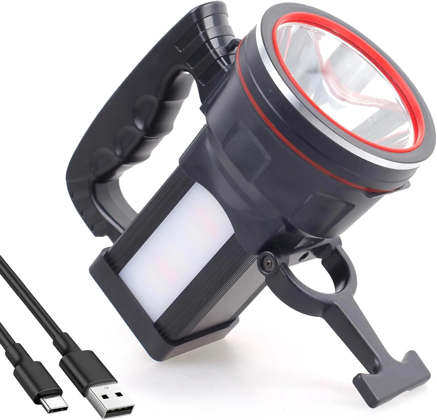 BIGSUN Spotlight Flashlight, 12800 mAh Rechargeable Flashlights High Lumens, Bright Flashlight, Outdoor Waterproof Camping Search Light Tactical Torch for Emergency, Boat, Hunting (Expolrar 2)