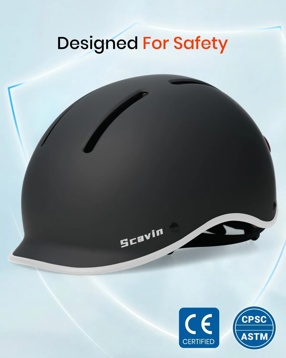 Bike Helmet for Adult: Bicyle Helmet with EPS Foam Interior for Men & Women, Adjustable Cycling Helmet with LED Light Safety Certified for Commuting, Road Biking