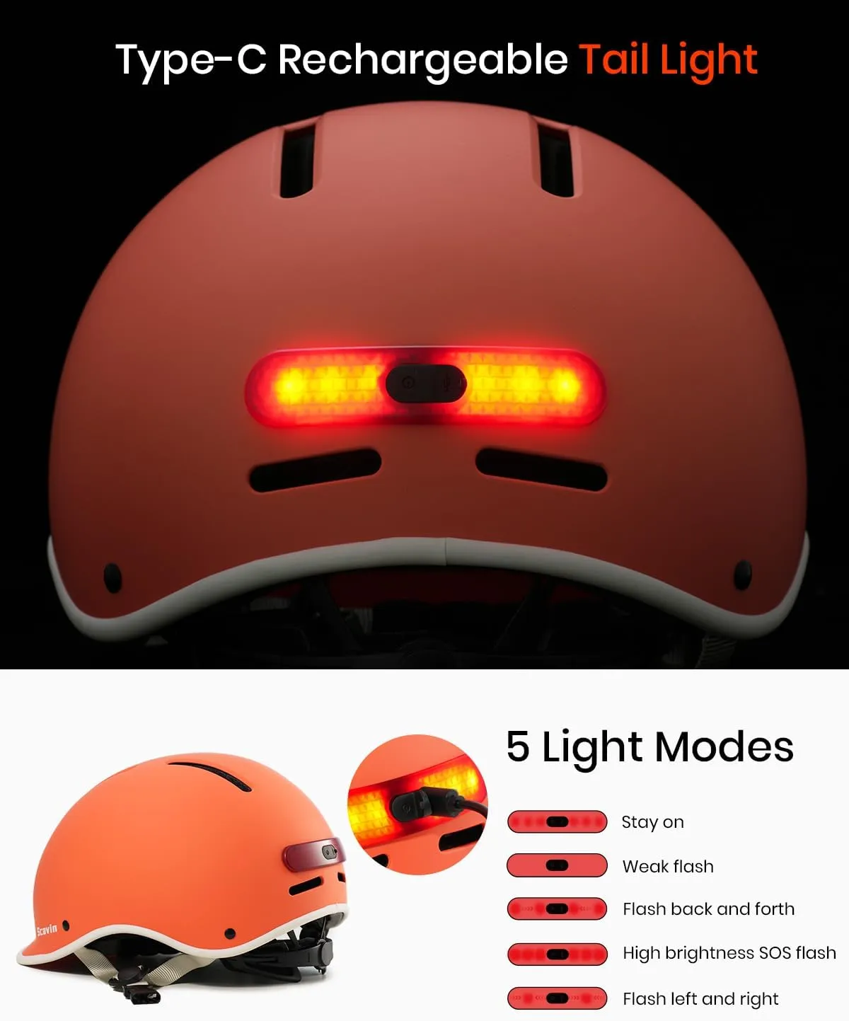 Bike Helmet for Adult: Bicyle Helmet with EPS Foam Interior for Men & Women, Adjustable Cycling Helmet with LED Light Safety Certified for Commuting, Road Biking