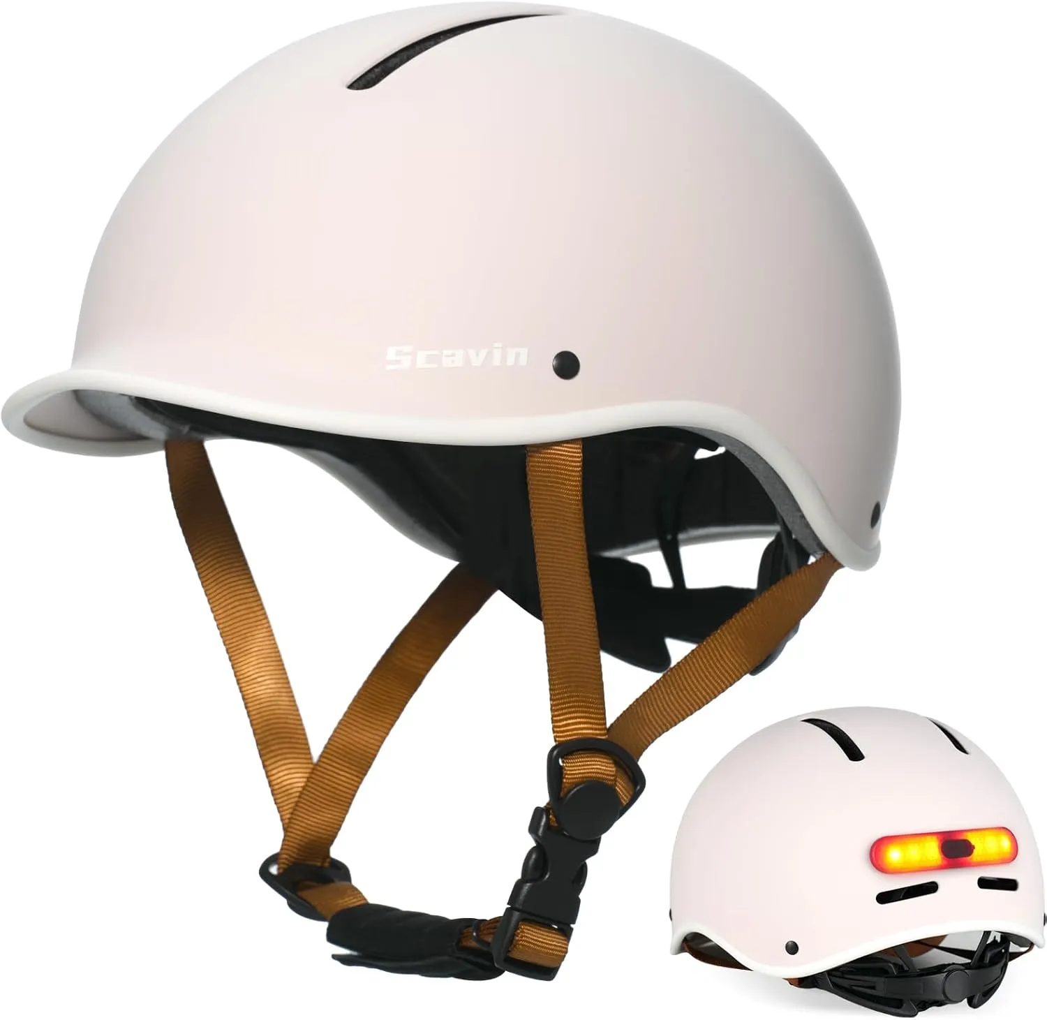 Bike Helmet for Adult: Bicyle Helmet with EPS Foam Interior for Men & Women, Adjustable Cycling Helmet with LED Light Safety Certified for Commuting, Road Biking