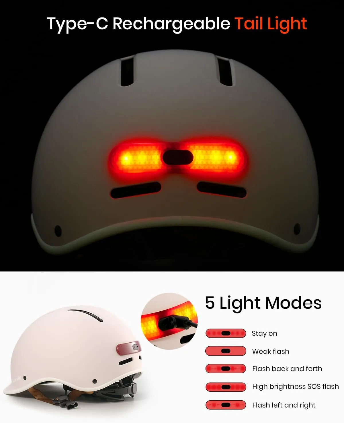 Bike Helmet for Adult: Bicyle Helmet with EPS Foam Interior for Men & Women, Adjustable Cycling Helmet with LED Light Safety Certified for Commuting, Road Biking