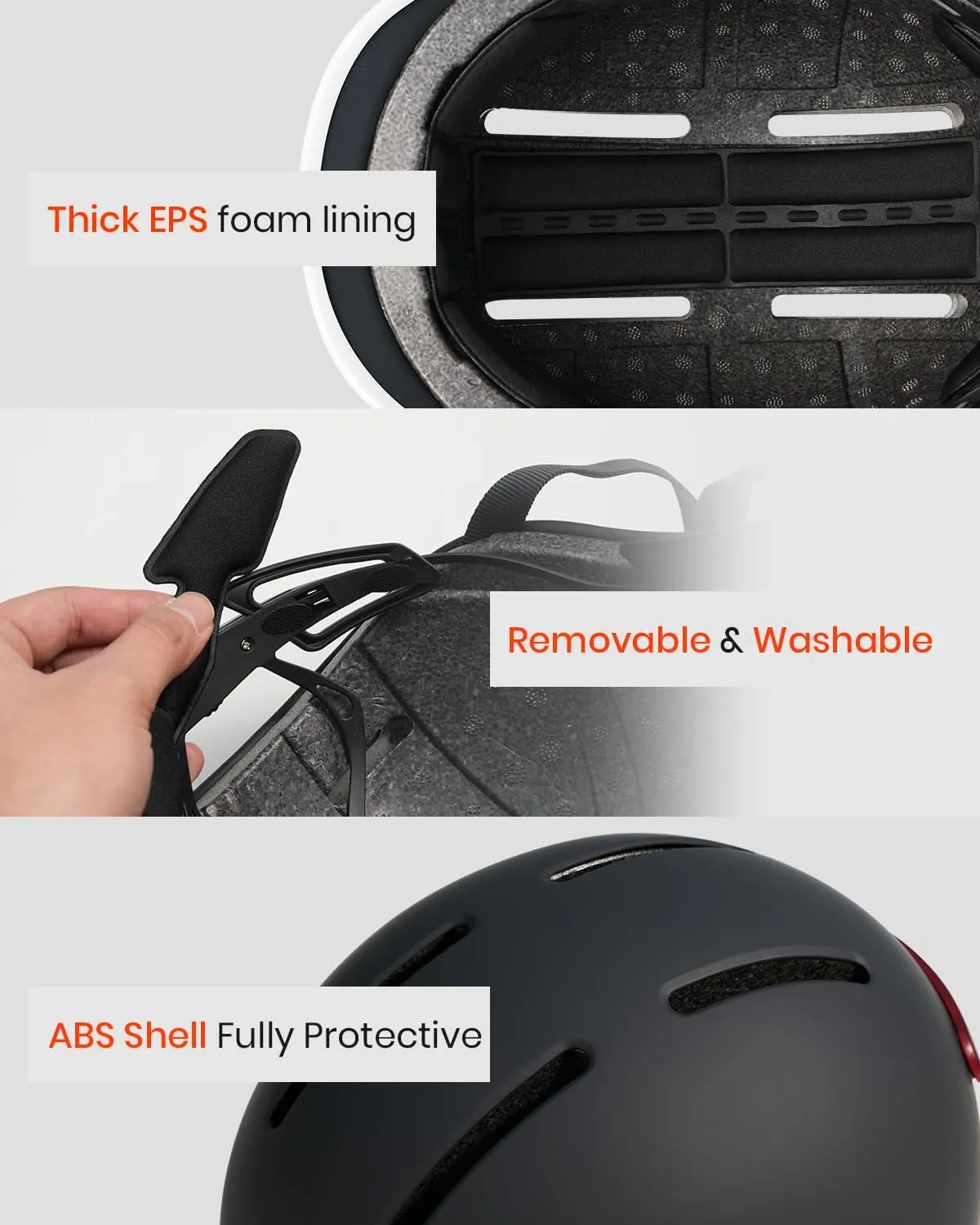 Bike Helmet for Adult: Bicyle Helmet with EPS Foam Interior for Men & Women, Adjustable Cycling Helmet with LED Light Safety Certified for Commuting, Road Biking