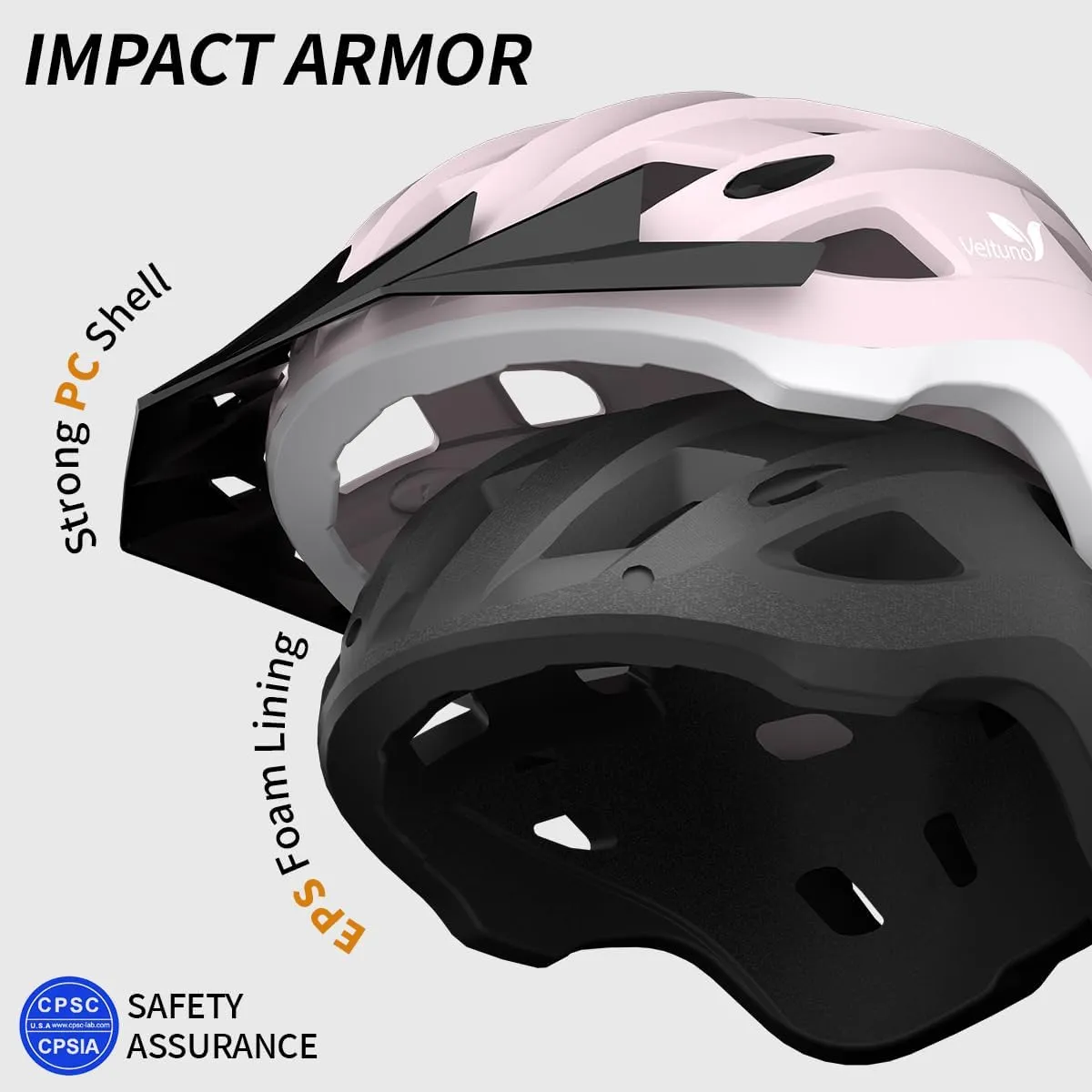 Bike Helmet for Adults, Lightweight Mountain Bicycle Helmet with USB Rechargeable LED Rear Light, Removable Sun Visor for Women, Men, Suitable for Cycling and Commuting