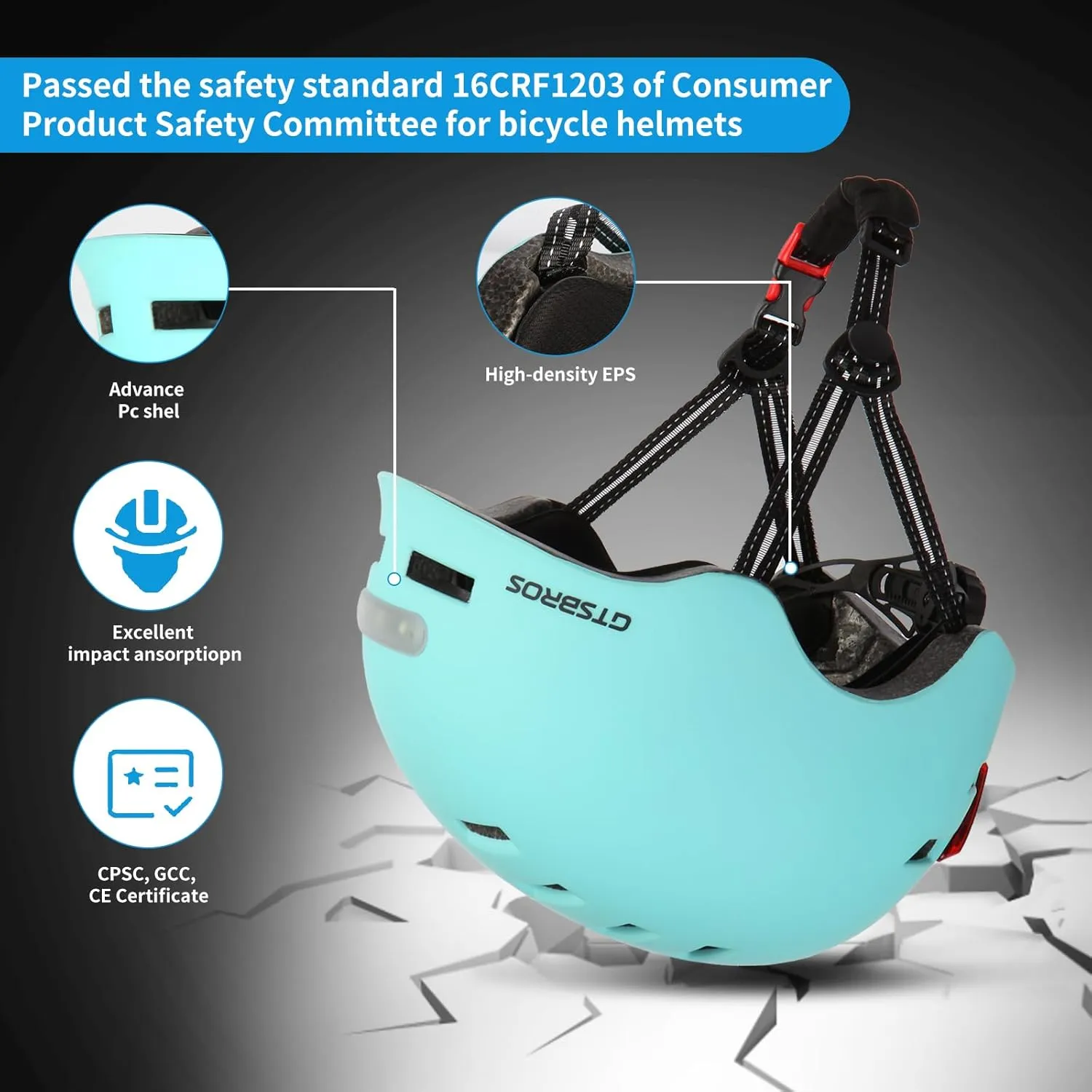 Bike Helmets for Adults - Front and Rear LED Lights Adjustable Bicycle Helmet for Adults Men Women Scooter Helmet for Commuting, Road Biking, Skating, Scooter