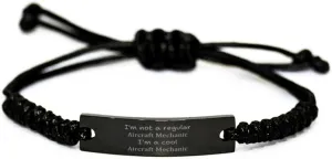 Black Rope Bracelet for Aircraft Mechanic - Im a Cool Aircraft Mechanic with Confidence, Perfect Idea Gifts for Aviation Enthusiasts, Birthday, Graduation