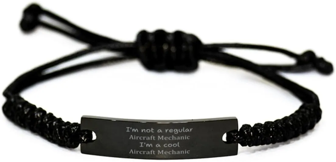 Black Rope Bracelet for Aircraft Mechanic - Im a Cool Aircraft Mechanic with Confidence, Perfect Idea Gifts for Aviation Enthusiasts, Birthday, Graduation