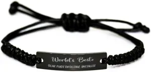Black Rope Bracelet, World's Best Solar Photovoltaic Installer, Laser Engrave Stainless Steel Black Rope Bracelet, Engraved Bracelet for Solar Photovoltaic Installer, Gifts for Solar Photovoltaic