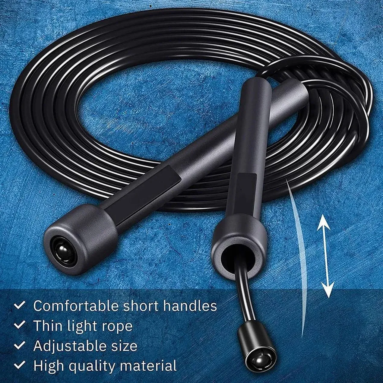 Black Skipping Rope – Adjustable, Durable & Perfect for Cardio