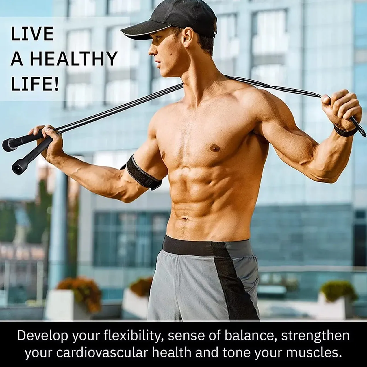 Black Skipping Rope – Adjustable, Durable & Perfect for Cardio
