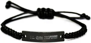 Black Stainless Steel Handmade Bracelets Adjustable Cord Inspirational, Aviation Inspector The Legend Has Retired