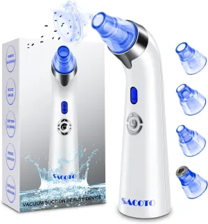 Blackhead Remover Pore Vacuum, Face Suction Pore Cleaner, 5 Suction Power Electric Blackhead Extractor Tool, 4 Probes, Blackhead Suction Remover for Women & Men（Blue）