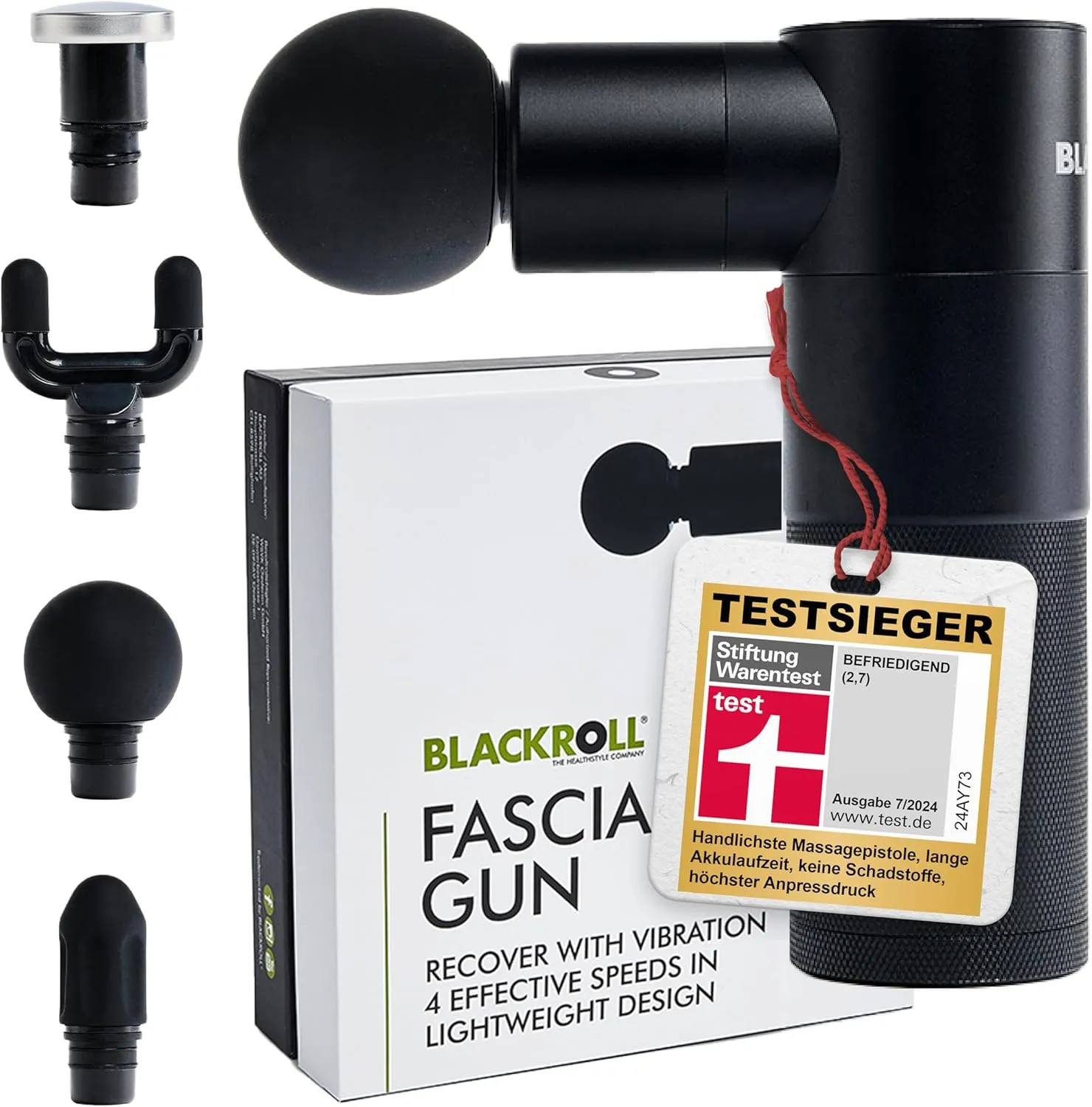 BLACKROLL - Handheld FASCIA Muscle Massage Gun, Deep Tissue Vibrating Massager for Athletes, Exercise, and Recovery to Release Tension in Muscles and Fascia, Aluminum Handheld Electric Body Massager