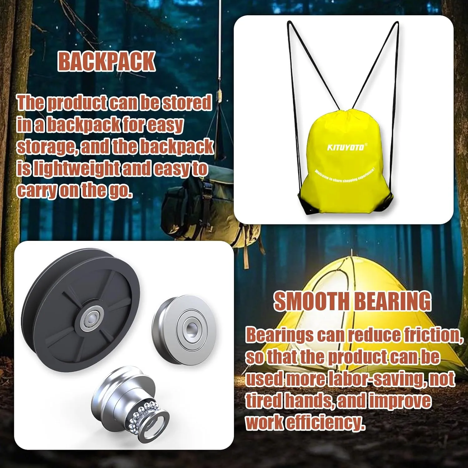 Block and Tackle Pulley System 4400 LBS Breaking Strength, 1100 LBS Work Load Pulley System for Lifting, 7:1 Lifting Power, 65 Feet 3/8" Rope Hoist, Heavy-Duty Pulley Hoist