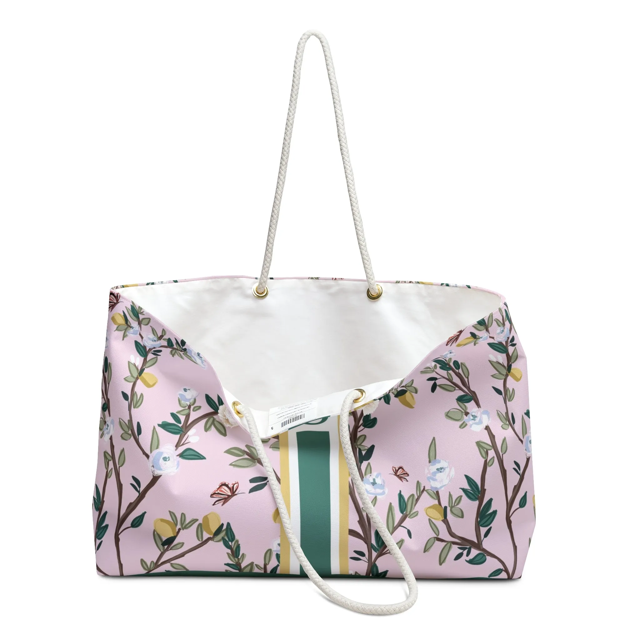 Blossom Garden Striped Monogrammed Carry-All Tote