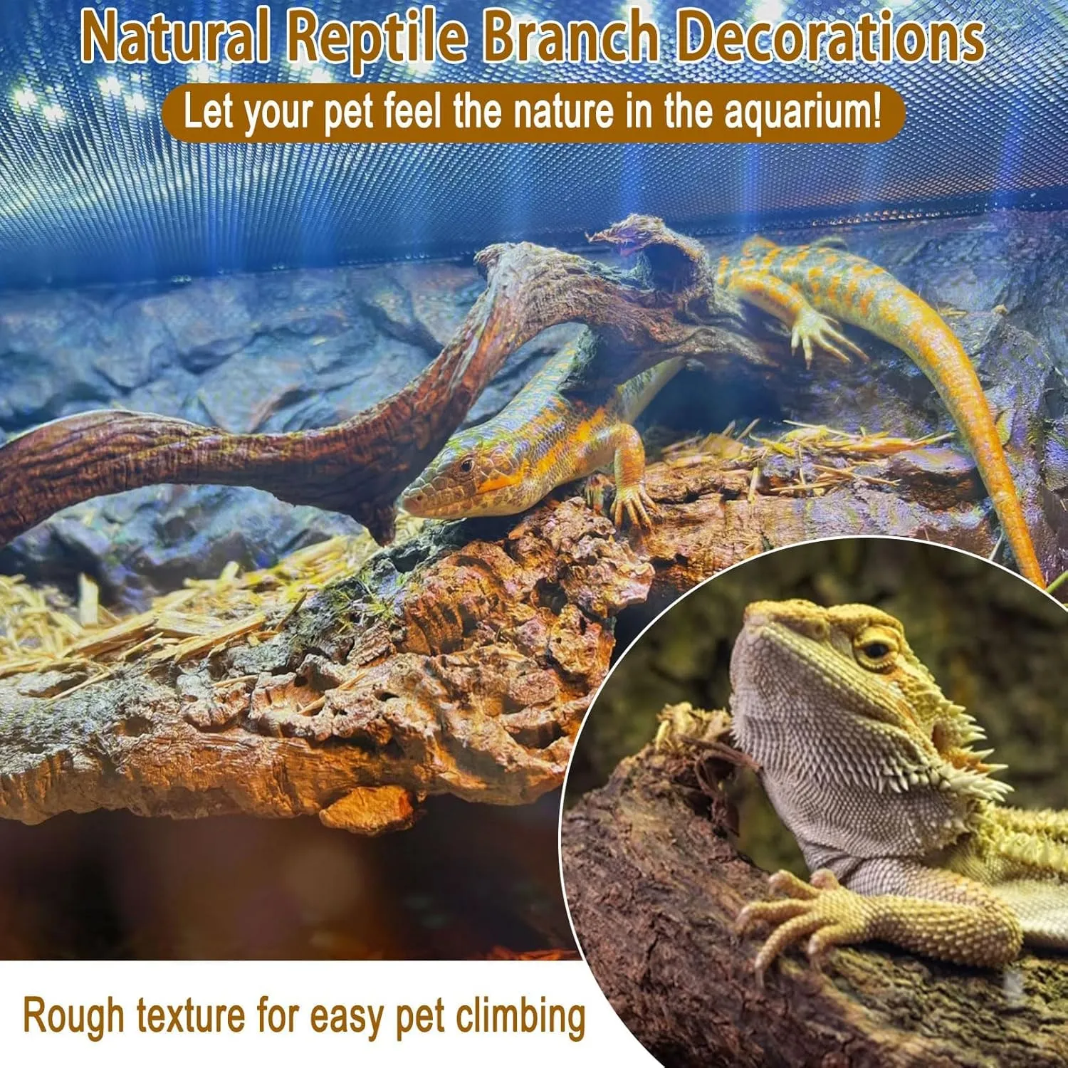 BNOSDM Reptile Forest Climbing Branch Decor Crested Gecko Climb Wood Natural Branches Tree for Snake Frog Chameleon Spider Bearded Dragon Terrarium Habitat Tank Accessories,4PCS
