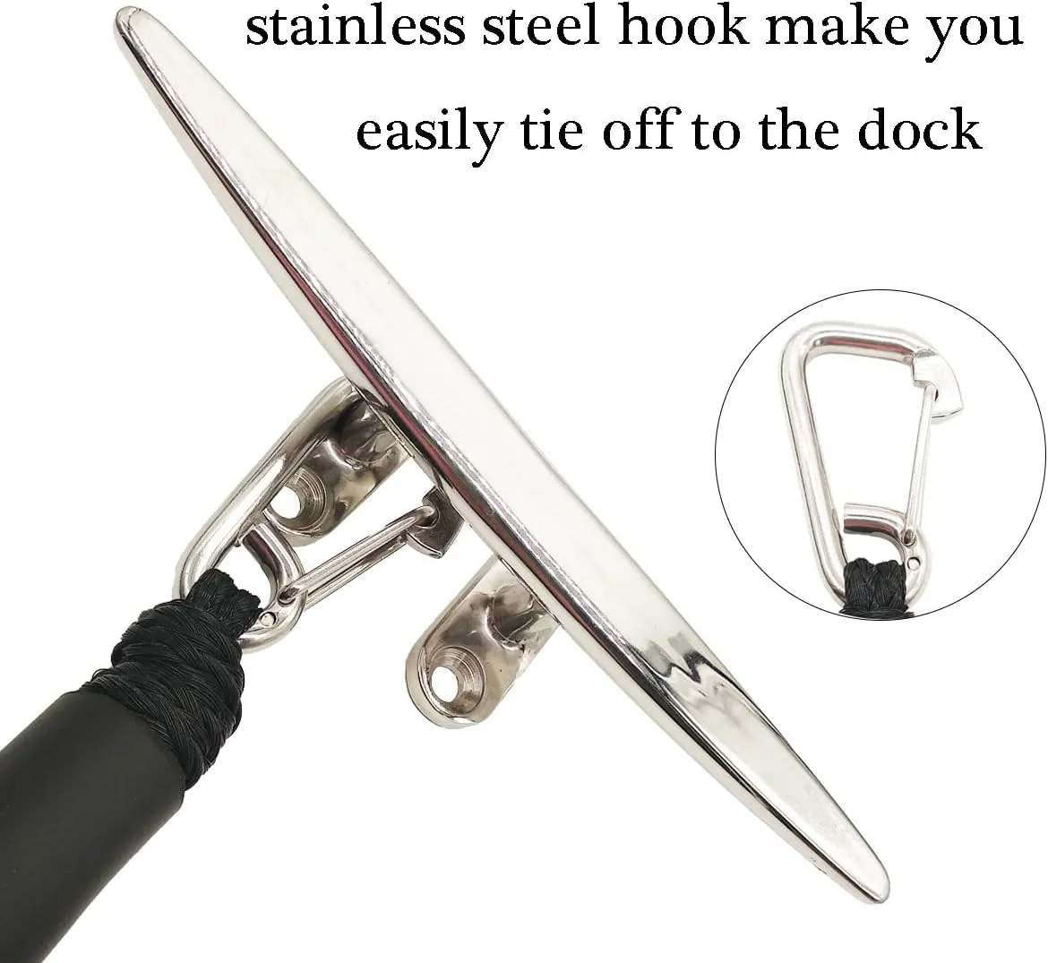 Boat Bungee Dock Lines, Mooring Rope with Stainless Steel Clip,Boat Ropes for Docking, Boat Accessories, Suit for PWC, Kayak, Jet Ski, Seadoo, WaveRunner, Pontoon, Bass Boat, 4ft (Blue)