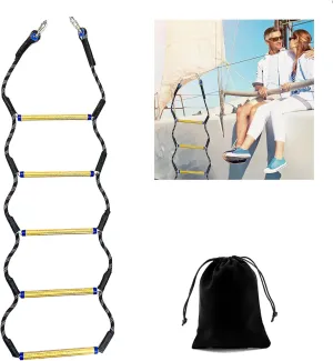 Boat Rope Ladder 5 Step, Airsearth Load Capacity 400 lbs Rope Ladder for Inflatable Boat, Kayak, Motorboat, Canoeing, Fishing Boat, Extra Long Portable Marine Boarding Five Tire Rope Ladder (1pcs)
