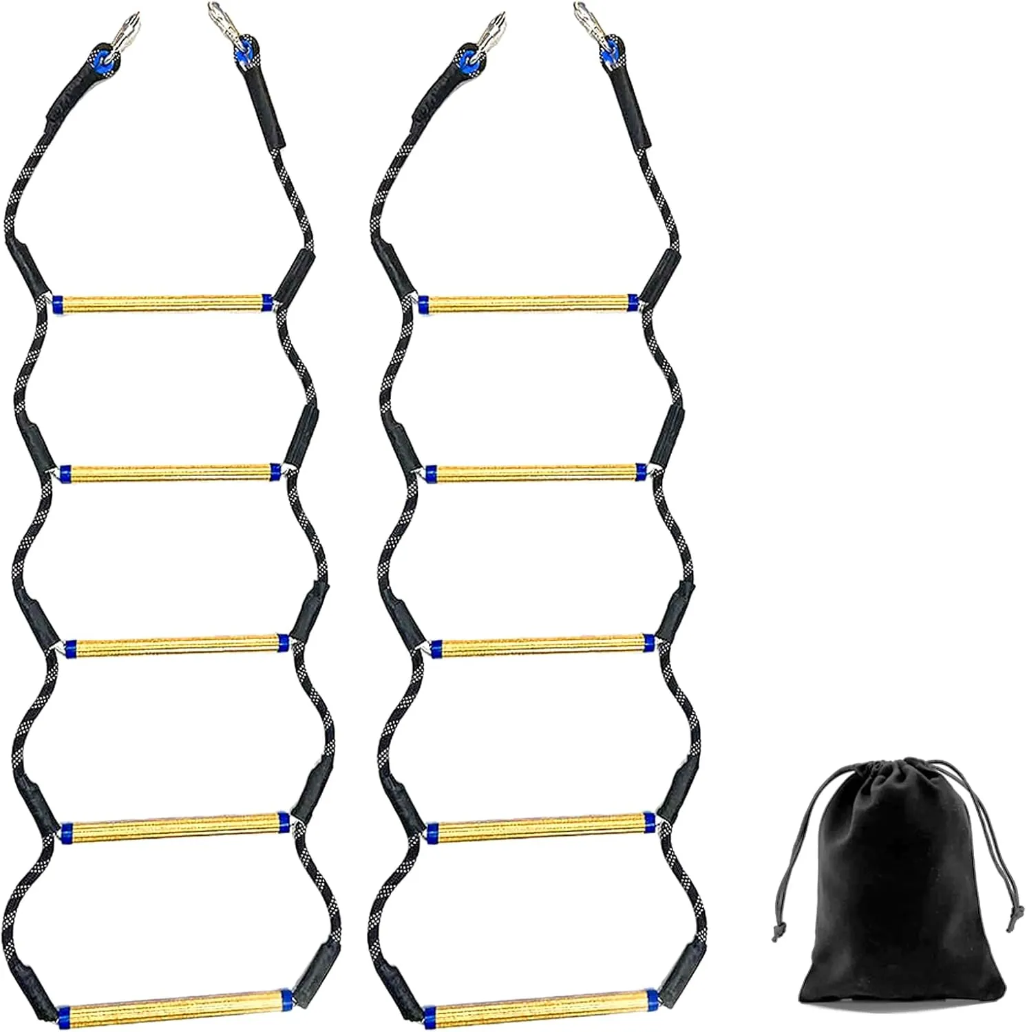 Boat Rope Ladder 5 Step, Airsearth Load Capacity 400 lbs Rope Ladder for Inflatable Boat, Kayak, Motorboat, Canoeing, Fishing Boat, Extra Long Portable Marine Boarding Five Tire Rope Ladder (2pcs)