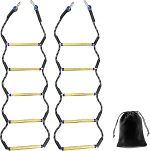 Boat Rope Ladder 5 Step, Airsearth Load Capacity 400 lbs Rope Ladder for Inflatable Boat, Kayak, Motorboat, Canoeing, Fishing Boat, Extra Long Portable Marine Boarding Five Tire Rope Ladder (2pcs)