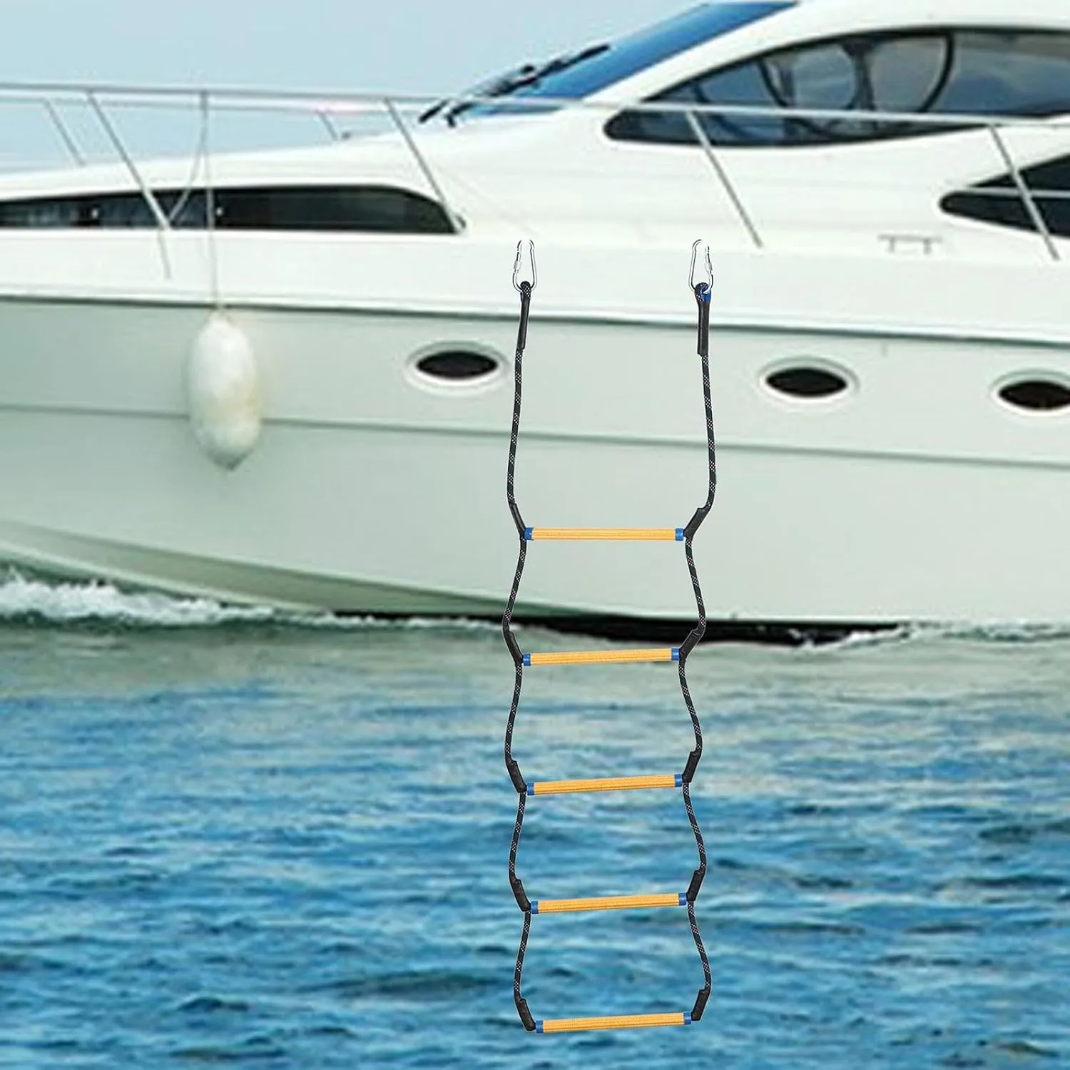 Boat Rope Ladder,Marine Rope Ladder,Heavy Duty Boat Ladder,Climbing Ladder,Swim Ladder for Inflatable Boat Kayaking Yacht, Five Tire