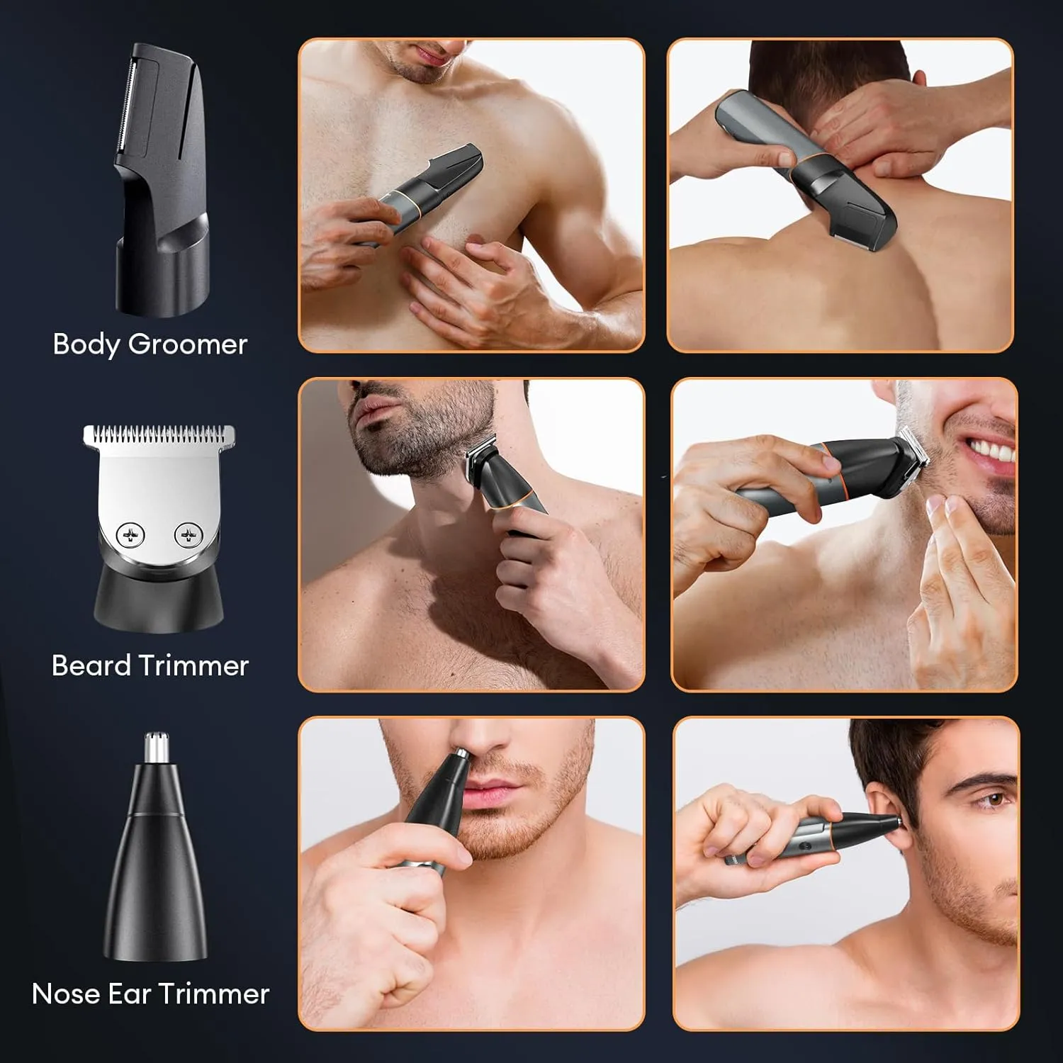 Body Hair Trimmer for Men, kensen 3-in-1 Body Groomer for Men, Men's Groin & Pubic Hair Trimmer, Wet/Dry Cordless Waterproof Male Hygiene Razor, Men's Gift (Gray)