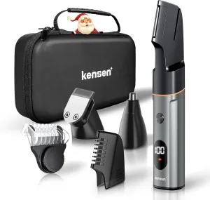 Body Hair Trimmer for Men, kensen 3-in-1 Body Groomer for Men, Men's Groin & Pubic Hair Trimmer, Wet/Dry Cordless Waterproof Male Hygiene Razor, Men's Gift (Gray)