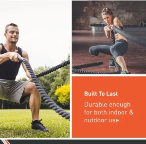 Body Sport Training Rope – Thick Battle Rope for Home or Gym Use, Long Durable Workout Rope – Made with Super-Strong Poly-Twine – Stands Up to Repeated Use Indoors & Outdoors