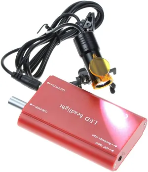BONEW 5W Head Lamp with Filter Clip-on Type for All Glasses Cloth Case (Red)