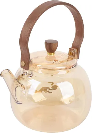 Borosilicate Glass Teapot with Infuser, Heatproof Tea Pot, 950ml, Stovetop for Blooming and Loose Leaf Tea, Non Dripping Spout, Ergonomic Handle, Detachable Design