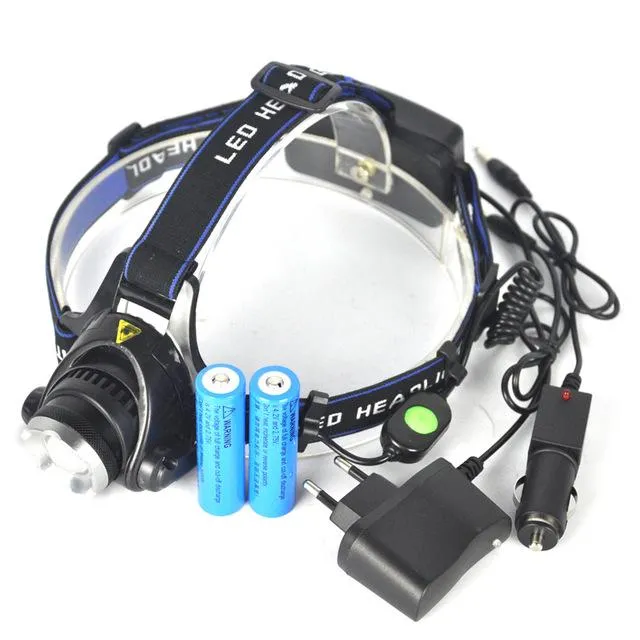 BORUiT 2000LM XML T6 LED Headlight 3-Mode Headlamp Zoomable Head Torch Camping Flashlight Hunting Frontal Lantern 18650 Battery