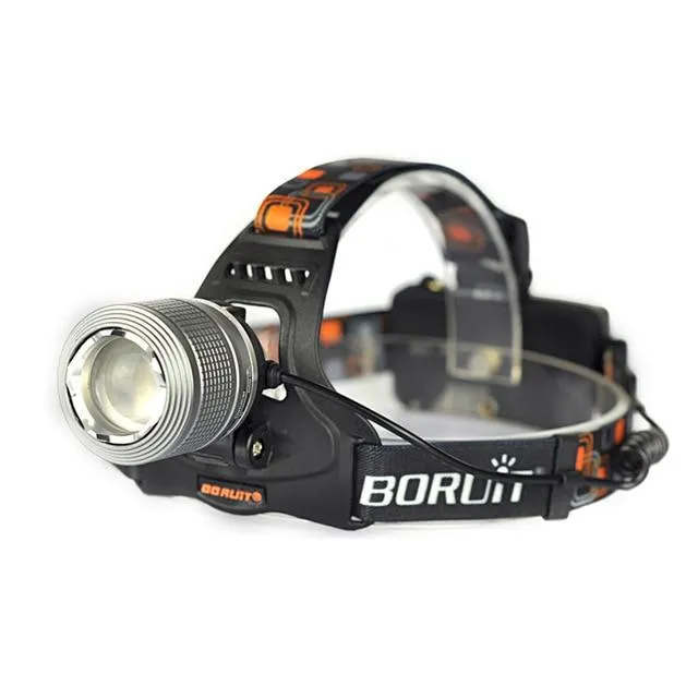 BORUiT 5000LM XML T6 LED Headlight 3-Mode Zoomable Headlamp IPX4 Waterproof Head Torch Camping Hunting Flashlight 18650 Battery