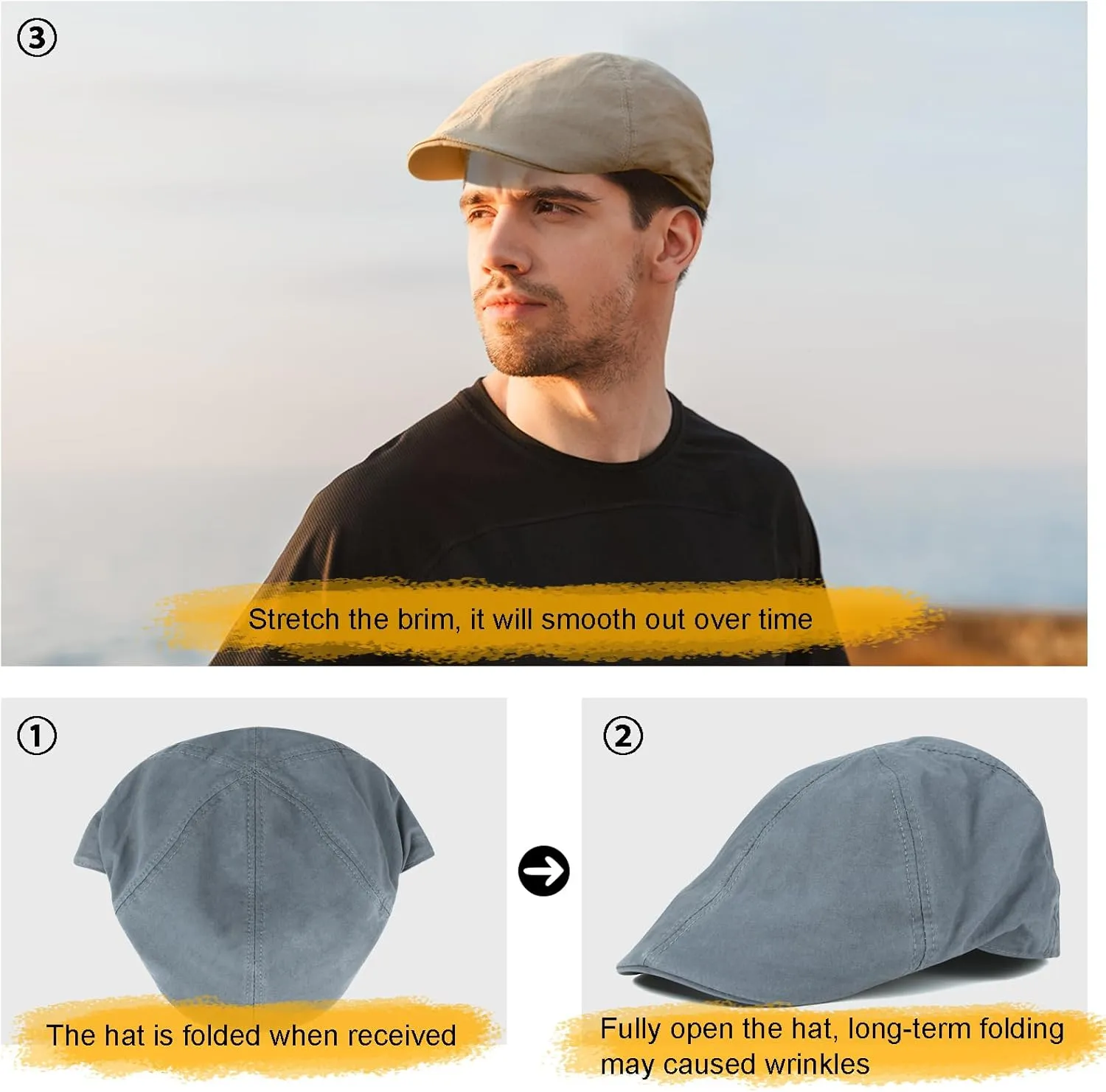 BOTVELA Newsboy Cap for Men Cotton Beret Ivy Irish Gatsby Driving Cabbie Hat