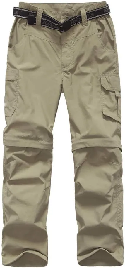 Boy’s Convertible Hiking Pants Lightweight Quick Dry Zip Off Pants for Kids Youth Outdoor UPF 50  Casual Cargo Trousers