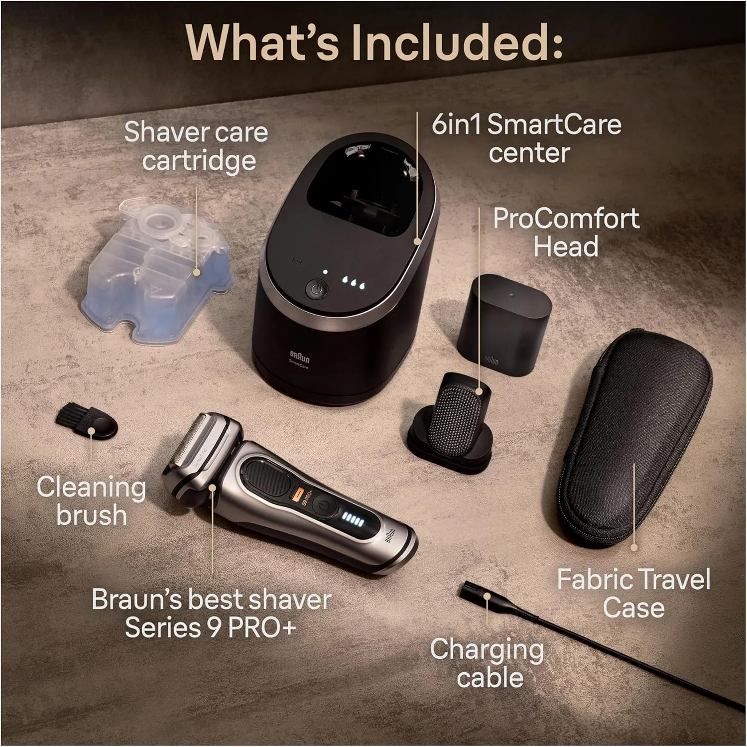 Braun Series 9 PRO  Electric Razor for Men, 5 Pro Shaving Elements and Shave-Preparing ProComfort Head for Closeness & Skin Comfort, 6in1 SmartCare Center, Wet or Dry Use, Charging Stand, 9597cc