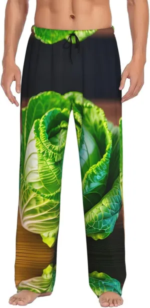 Bright Cabbage Lightweight Sleep Pants for Men-Men's pajama pants comfort lounge sleep with pocket pull rope