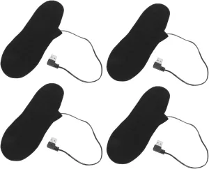 Buachois 4 Pcs Heated Socks,Electric Heated Insoles Foot Warmers USB Rechargeable,Battery Heated Socks,Winter Foot Warmer Socks for Skiing, Hiking, Cycling, Camping, Hunting, Fishing