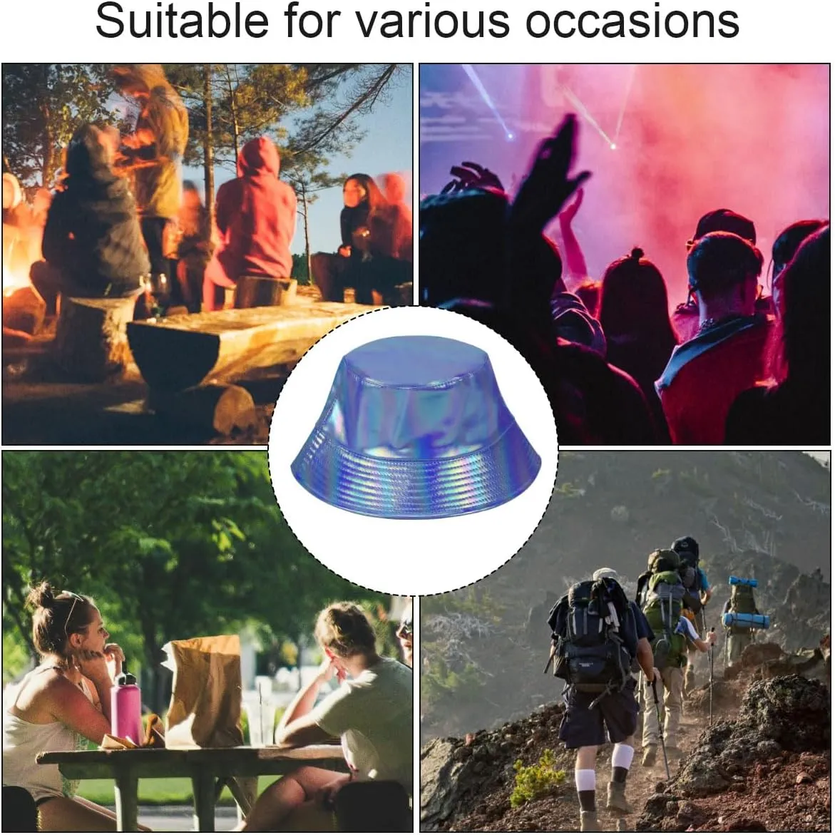 Bucket Hat for Women Men PU Leather Rain Hat Waterproof Fluorescent Hat Summer Travel Beach Sun Hat
