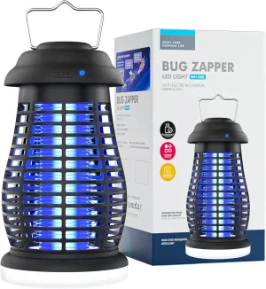 Bug Zapper Outdoor & Indoor Cordless Mosquito Zappers with Rechargeable 4800mAh Battery & Camping Light Electric Fly Trap for Patio, Kitchen, Backyard and Garden Portable Gnat Killer