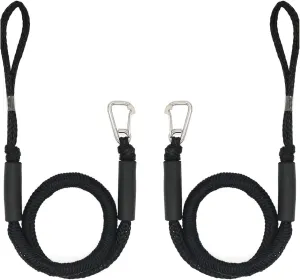 Bungee Dock Lines 4FT 2-Pack with Stainless Clips – Marine Mooring Ropes for Boats, Jet Skis, Pontoons – Shock Absorbing (Black)