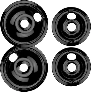 Burner Drip Pans 2 Large 8'' WB31M20 & 2 Small 6'' WB31M19 Porcelain Drip Pan Set for GE Hotpoint Electric Stove Top - Include 2 Pcs 6'' Drip Pan and 2 Pcs 8'' Drip Pan by AMI PARTS