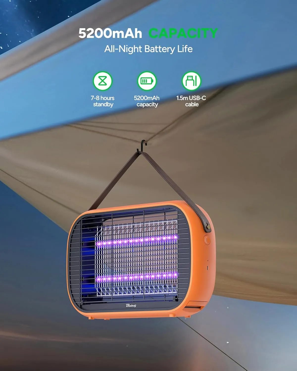 Buzbug LED Bug Zapper Outdoor Indoor, Durable 10 Years Lifespan Lamp,Portable Camping Mosquito Zapper, Fly Trap Mosquito Trap,Fly Zapper